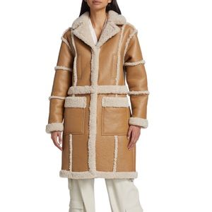Lamarque Mariane Shearling Coat in Biscuit